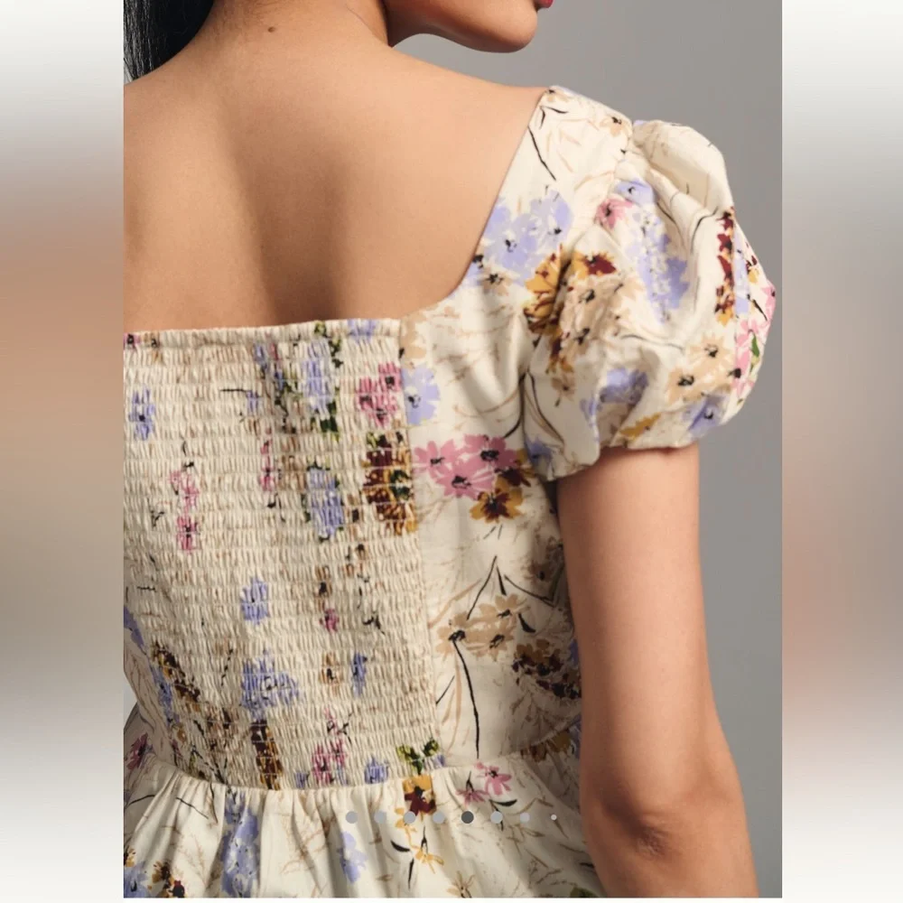 Anthropologie Puff Sleeve Peplum Top